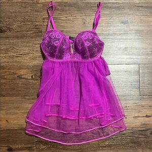 Victoria's Secret Vibrant Pink Lace Chemise
